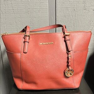 Michael Kors Coral Leather Tote